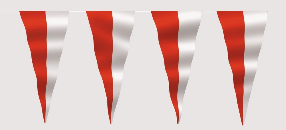 Wimpelkette rot weiss geteilt aus Stoff Meterware