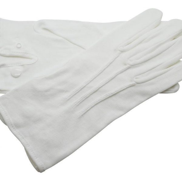 Baumwollhandschuhe weiss mit Druckknopf