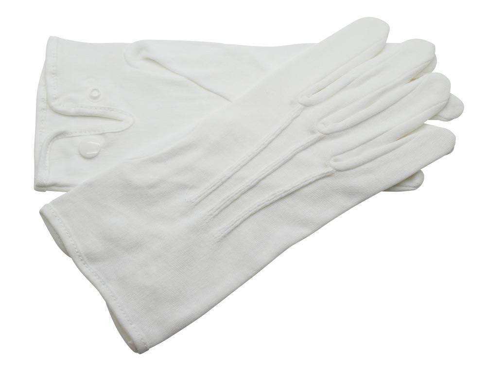 Baumwollhandschuhe weiss mit Druckknopf