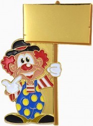 Karnevalspin Clown Lou mit SchildKarnevalpins