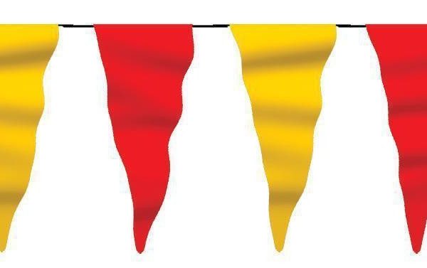 Wimpelkette rot gelb aus Stoff Meterware