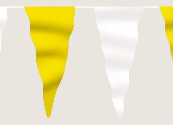 Wimpelkette gelb weiss aus Stoff Meterware