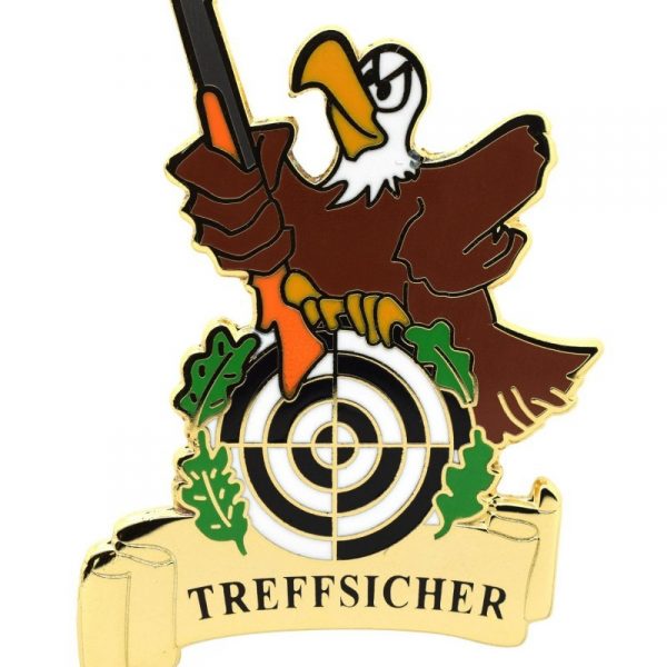 Pin TREFFSICHER Adler mit Gewehr