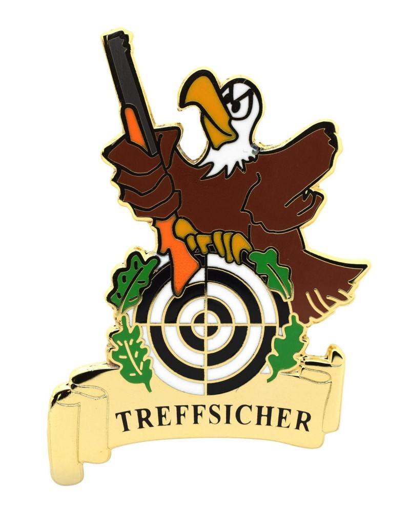 Pin TREFFSICHER Adler mit Gewehr