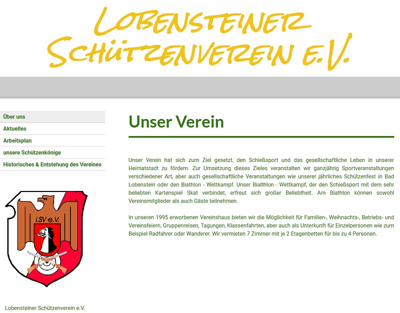 Neues Angebot im Lobensteiner Schützenverein e.V. (Screenshot: sv-lbs.de)